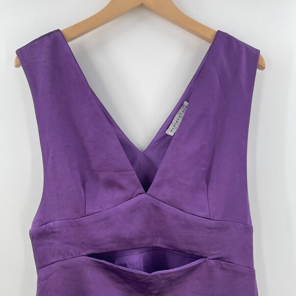 ENDLESS ROSE Dress Size Large NWT Boutique Ethel Purple Satin Cut Out Bodycon - Picture 7 of 16